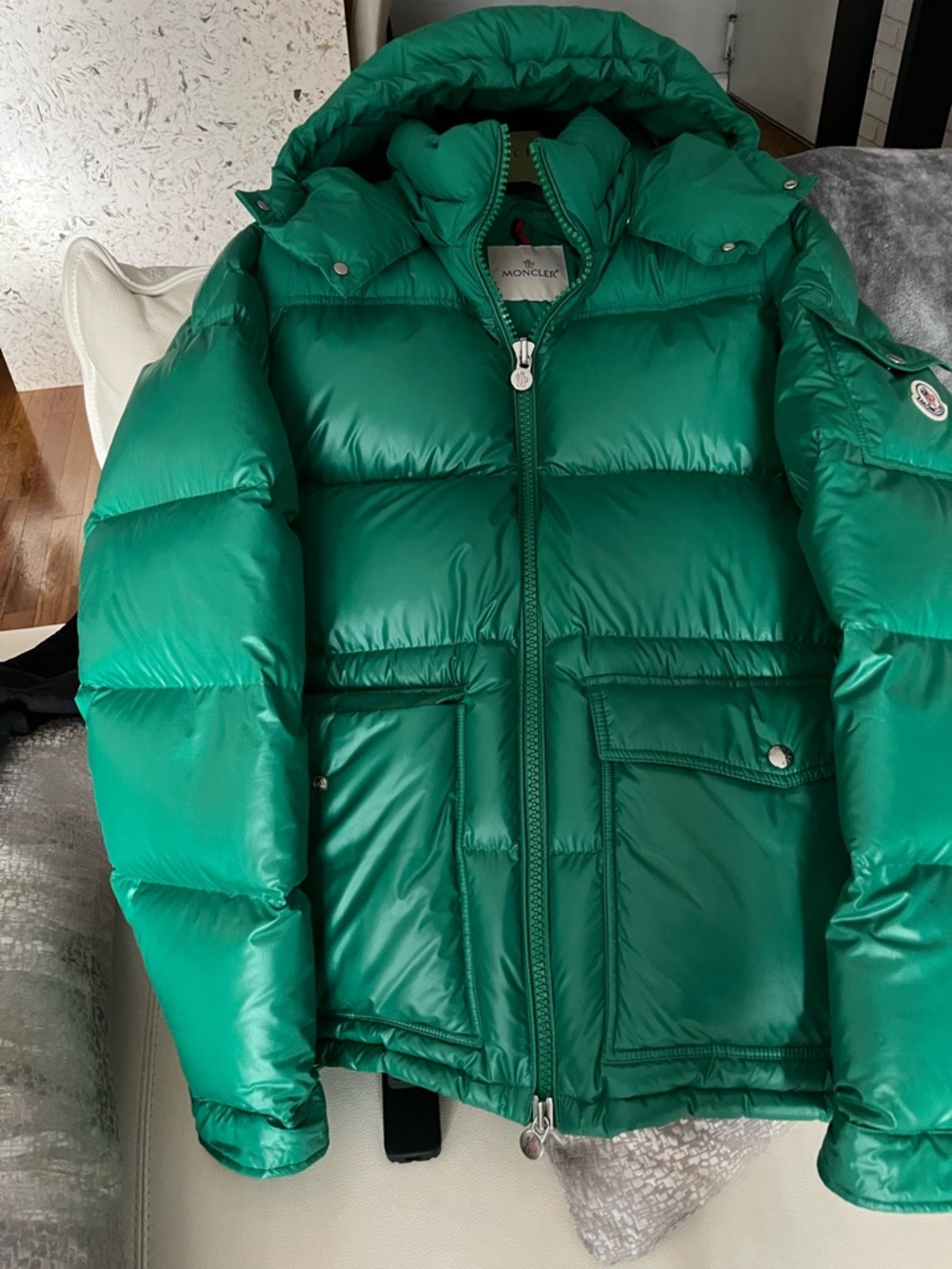 Moncler Emerald Green Quilted Down Jacket